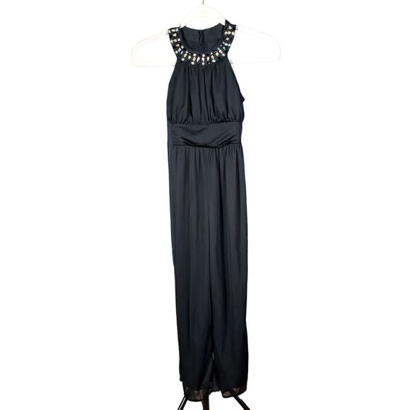 Poppies and Roses Other - Poppies and Roses Jumpsuit Girls Size 10 Black Flowy Beaded Special Occasion New